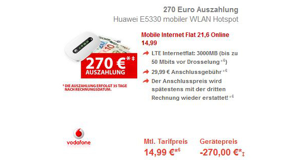 günstiger Vodafoen Datentarif mit 3GB