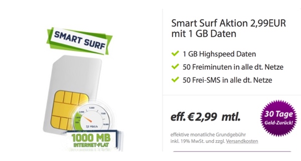 günstiger Datentarif mit Freiminuten und Frei-SMS
