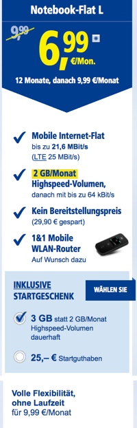 günstige Datenflat mit 2GB Datenvolumen