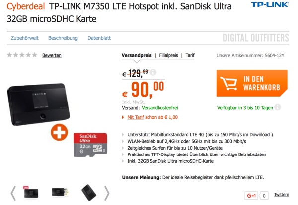 TP Link M7350 LTE WLAN Router im Auto TP Link M7350 LTE Wlan Router im Auto