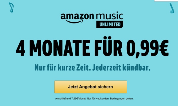 Amazon Music Unlimited fast kostenlos testen