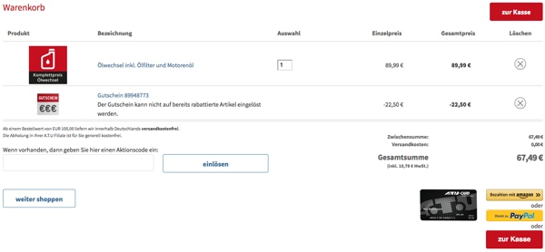 ATU Gutschein online einlösen