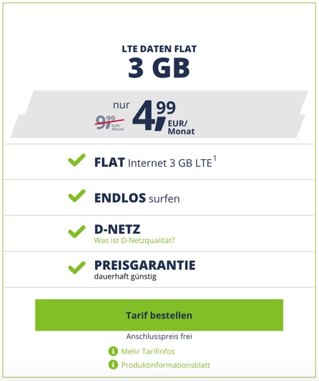 günstiger Datentarif Vodafone LTE Netz